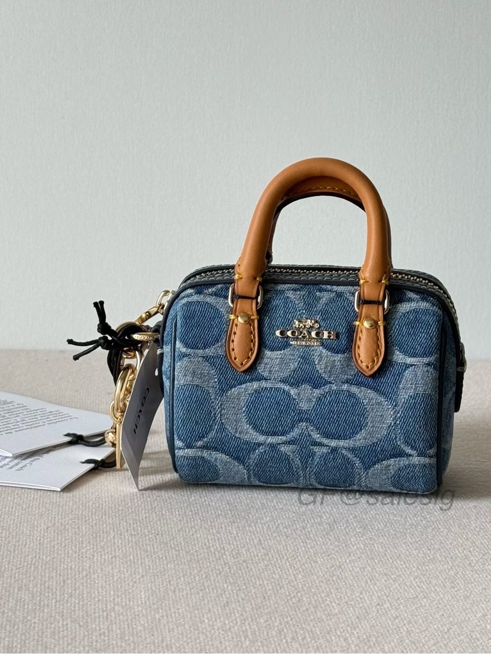 NWT Coach Mini Rowan Bag Charm Not a bag In Signature Denim CDB20